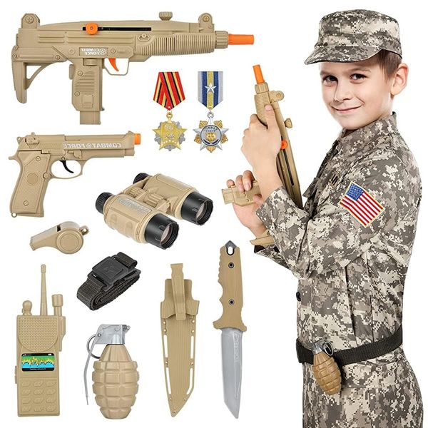 GIFTINBOX Kids Army Soldier Dress Up Costume Role Play Set, Deluxe Christmas Gift for Kids Boys Aged 3-13 Size L