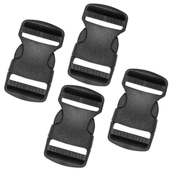 IRYNA 4 Pcs 30mm Plastic Adjustment Buckle Quick Side Release Buckle Clips for Webbing Pet Collar Rucksack, Backpack Accessories (Black)