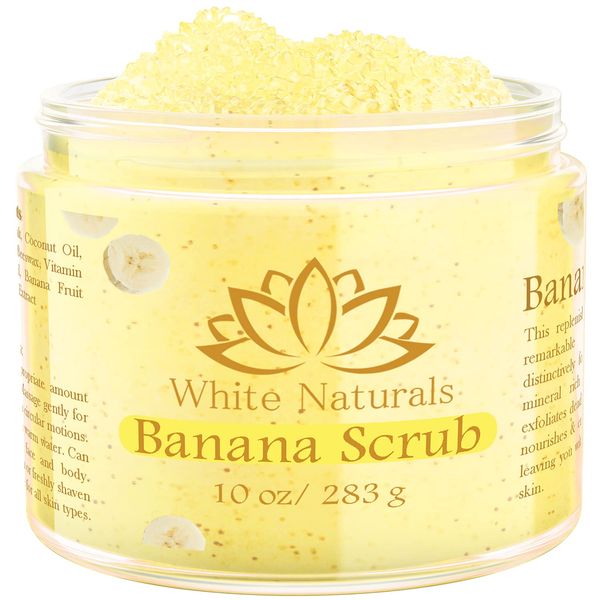 Organic Banana Body Scrub, Moisturizing and Exfoliating Salt Face & Body Scrub, Fights Stretch Marks, Fine Lines, Pure Exfoliator for Skin Care and Refresh Feeling