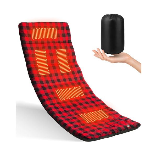 Heated Sleeping Bag Liner, 5 Heating Zones, Electirc Sleeping Bag Heater for Cold Weather Camping Backpacking or Hiking, Multi USB Power Supported (Battery NOT Included)