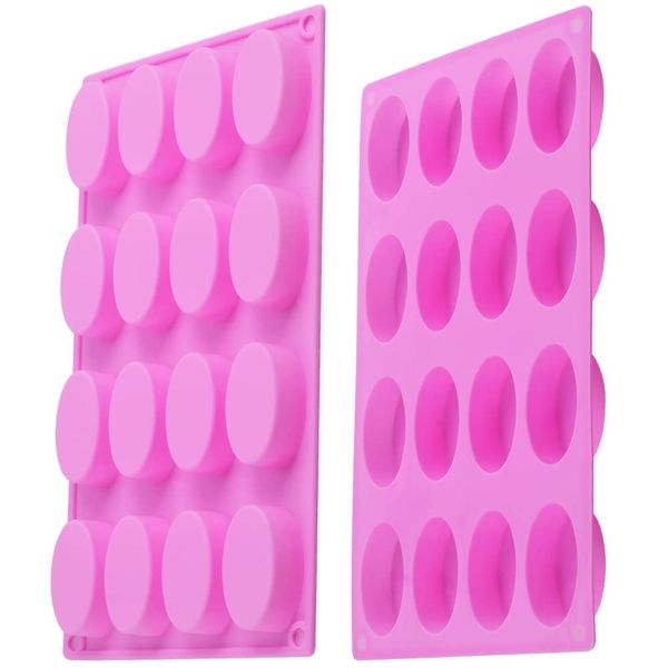 Newk Silicone Oval Soap Molds,16-Cavities DIY Handmade Mini Soap Mold for Travel