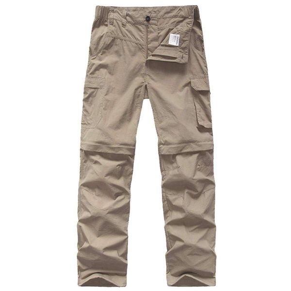 Big Kids' Cargo Pants, Boy's Casual Outdoor Quick Dry Waterproof Hiking Climbing Convertible Trousers #9016-Khaki-XS