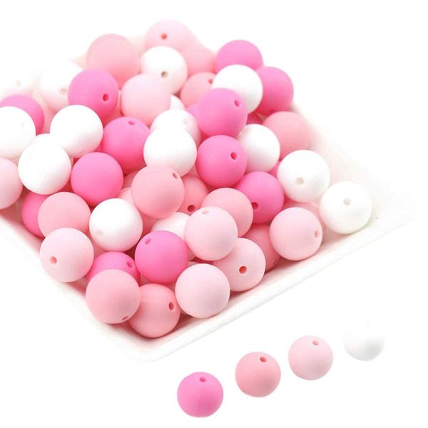 Promise Babe Pink Round Silicone Beads Set of 100pc 12mm 100% Bpa Free Silicone Loose Beads DIY Accessories