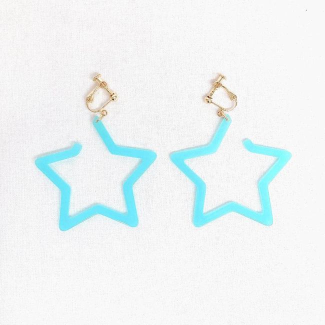 minacute Q1196 Star Hoop Earrings, Blue