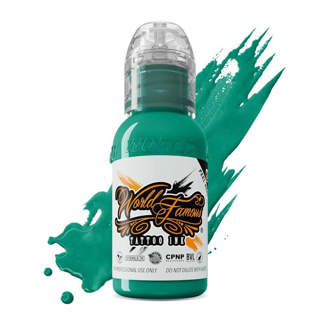 World Famous Turquoise Tattoo Ink, Vegan and Professional Ink, Made in USA, Caribbean Sea, 1 oz