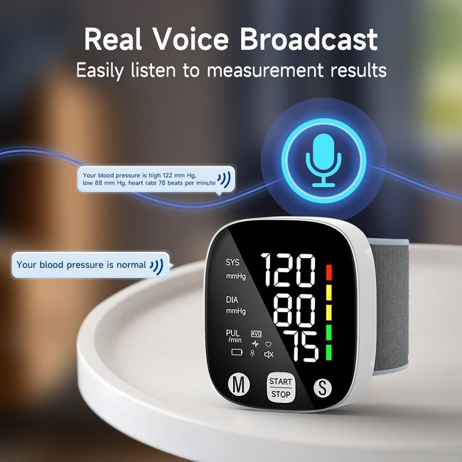 Rechargeable Sphygmomanometer Digital Blood Pressure Monitor Wrist