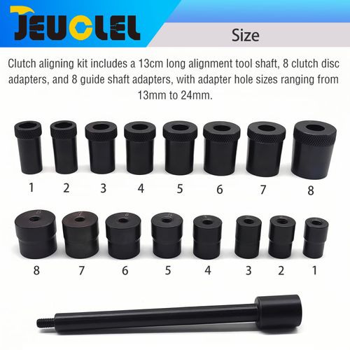 JEUCLEL 17PCS Universal Clutch Aligning Kit, Flywheel Pilot Hole Clutch Drive Plate Alignment Tool for Centered Accurate Installation, Pilot Bearing Corrector Set Transmission Repair Accessory