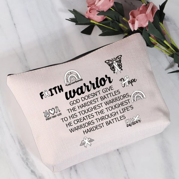 FEELMEM Lung Cancer Warrior Gift Lung Cancer Awareness Gift Zipper Makeup Bag Lung Cancer Survival Kit Lung Cancer Fighter Gift