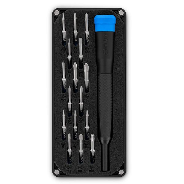 iFixit Minnow Precision Bit Set, Pocket-Sized Portable bit Set with 16 mini-bits (4 mm) & Precision Screwdriver for Repairing Electronics Like iPhone