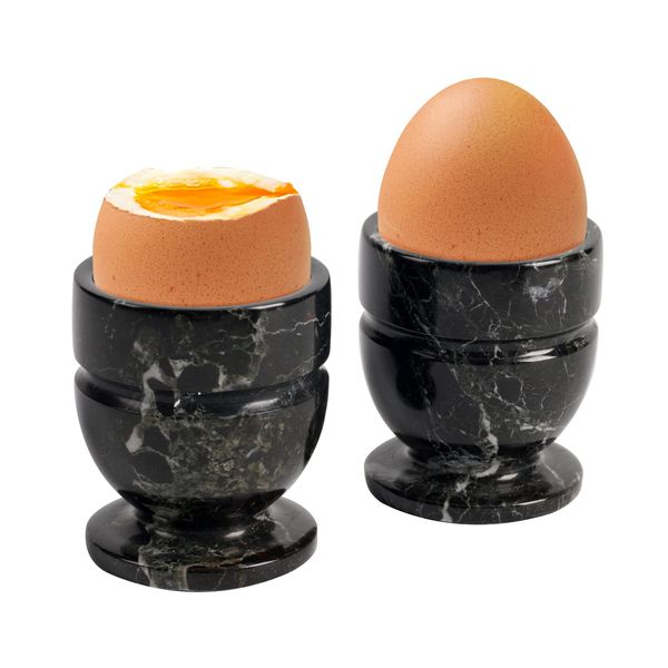 Radicaln Marble Egg Cups 2.3x2.5 Inch Black Handmade Egg Cup Holder For Kitchen Table - Set of 2 Ideal Kitchen Gadgets for Egg Storage - Kitchen Set Egg Container