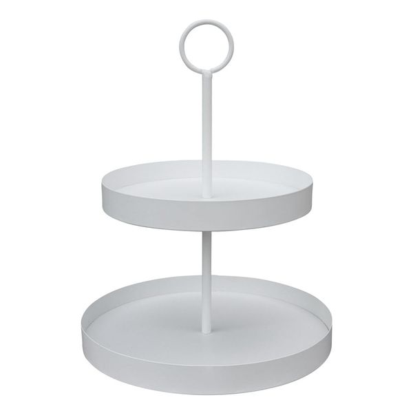 Etagere LENJA weiß aus Metall modernes Design 2-stöckige Metalletagere