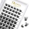 QUEWEL Cluster Lashes 72 Pcs Wide Stem C/D Curl 8-16mm Length DIY Eyelash Extension False Lashes Individual Natural&Mega Styles Soft for Personal Makeup Use at Home (Mega-D-MIX8-16)