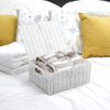 ARPAN Small Resin Woven Storage Basket Box With Lid & Lock - White