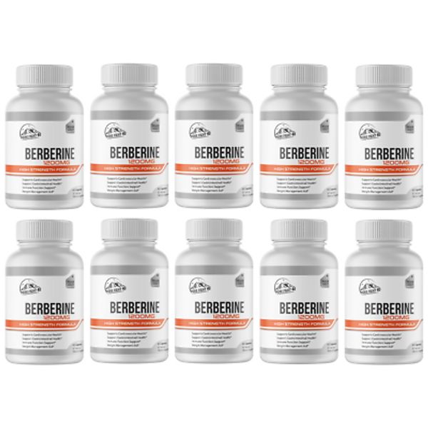 Berberine 1200mg High Strength Formula 10 Bottles 600 Capsules