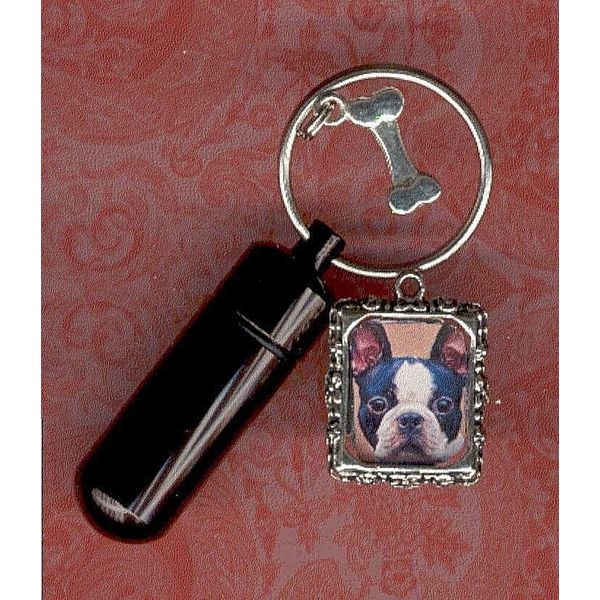 PKL,Cat,Dog ID,Photo,Black,Gothic,Pet Urn,Cat,Key Chain Urn