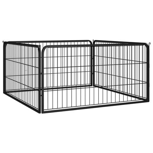 CHARMMA Dog Playpen 4 Panels Black 39.4"x19.7" Powder-Coated Steel
