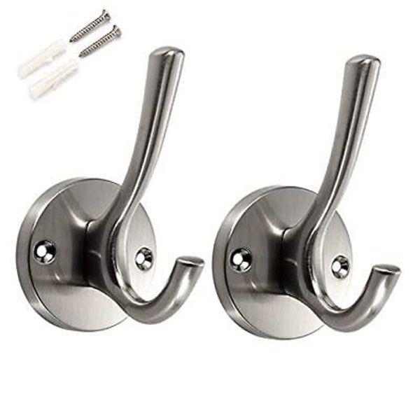 Coat Hooks Brushed Nickel Pack Bathroom Hooks for Wall Robe Hook Decorative 2