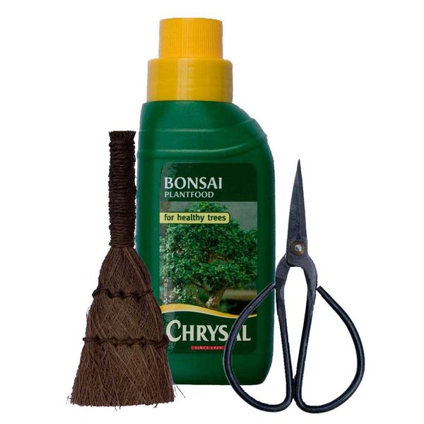 Bonsai Tree 3 Piece Care Set - Liquid Feed, Scissors and Brush