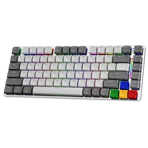 FANTECH 75% Layout Wireless Keyboard, Support Bluetooth/2.4G/USB-C Low-Profile Gateron Mechanical Keyboard for Windows/Mac OS Brown Switch Retro Style
