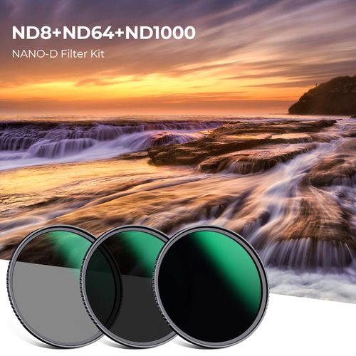 K&F Concept 58mm ND8 ND64 ND1000 Lens Filter Kit - Optical Glass, High Definition, Multi-Coated, Waterproof, with Filter Pouch and Cleaning Cloths (Nano-D Series)