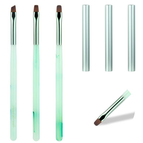 Nail Brushes for Cleaning Nails, 3 Pcs Nail Polish Remover Brush Gel Nail Brush Nail Art Brushes Manicure Tools for DIY Nail Art Designs, Cleaning Polish Mistakes on the Cuticles (Jade Green)