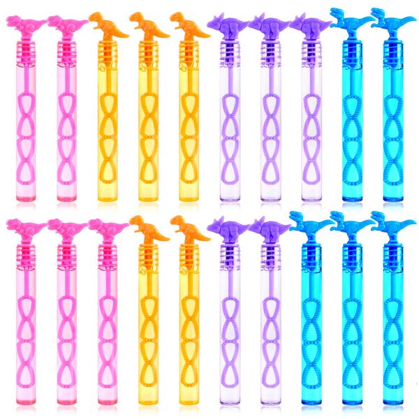 JOFONY Bubbles For Kids, 20PCS Dinosaur Bubble Tubes with Wand Dinosaur Mini Bubble Wands Bubble Kids Spring Summer Toy Kids Party Bag Fillers