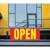 Open Banner 48x20 Inches Durable Material Easy Installation Bright Red
