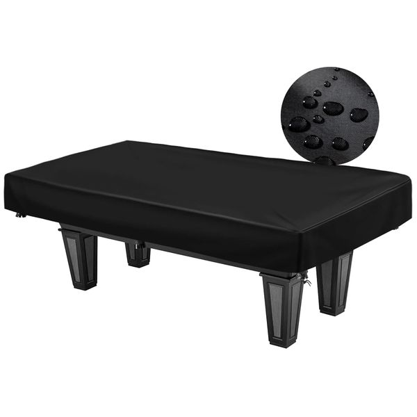 WOMACO 7 8 9 ft Billiard Table Covers Heavy Duty Waterproof 7/8/9 Foot Fitted Pool Table Cover Polyester Fabric for Snooker Billiard Table (Black, 7 Foot)