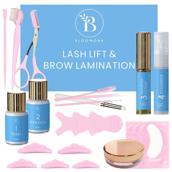 Laminazione Ciglia Kit Completo, Kit per laminazione sopracciglia, Soluzione 2 in 1, Kit per la Laminazione delle Sopracciglia a Casa, Durata 6-8 Settimane, 15 Applicazioni, DIY Lash Lift Kit