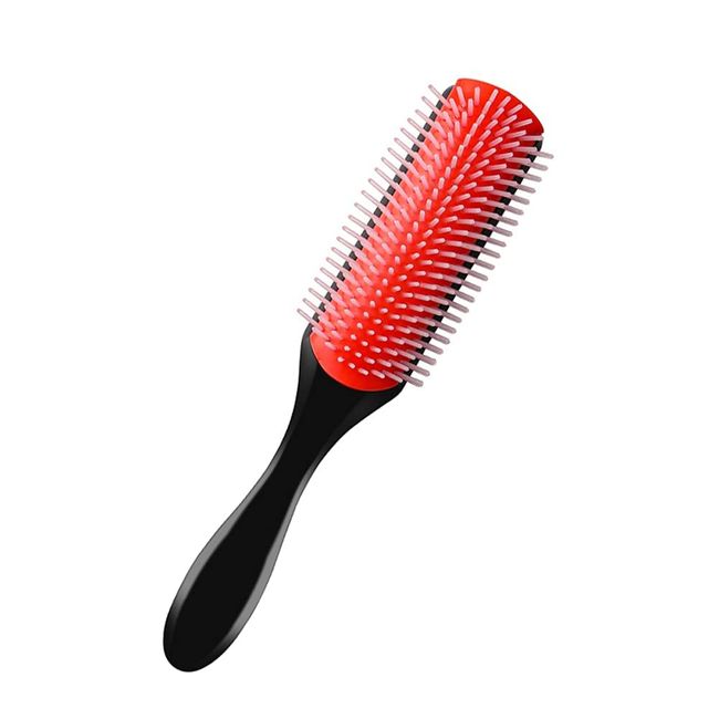 9-Row Cushion Nylon Bristle Hair Brush for Separating Shaping Defining Curls Blow-Drying Styling Detangling