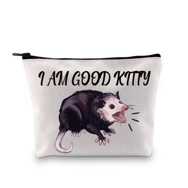 Opossum Liebhaber Geschenk I Am Good Kitty Opossum Make-up Tasche Opossum Mom Kosmetiktasche Opossum Whisperer Geschenk Wildlife Rescue Zipper Travel Pouch, I Am Good Kitty Weiß