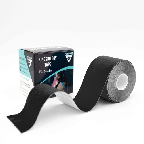 Kinesio Tapes - Skin-Friendly & Latex-Free Sports Tape, Kinesiology Tape, 5 cm x 5 m, Elastic & Waterproof Therapy Tape, Physio Tape with Long-Lasting Adhesion (Black)