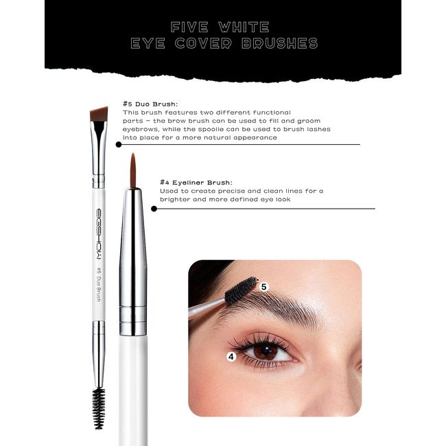 EIGSHOW Eyeliner Brush, 5 Pcs Eye Liner Brushes Set, Angled
