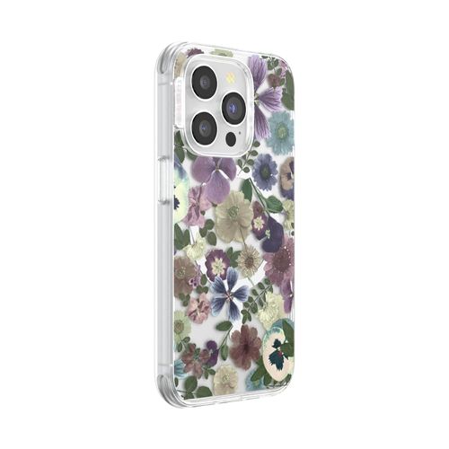 PopSockets iPhone 14 Pro Case with MagSafe, Phone Case for iPhone 14 Pro, Grip Sold Separately, Wireless Charging Compatible - Pressed Flowers