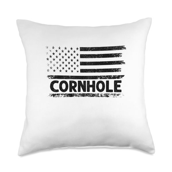Cornhole American USA Flag Corn Toss Bean Bag Throw Pillow