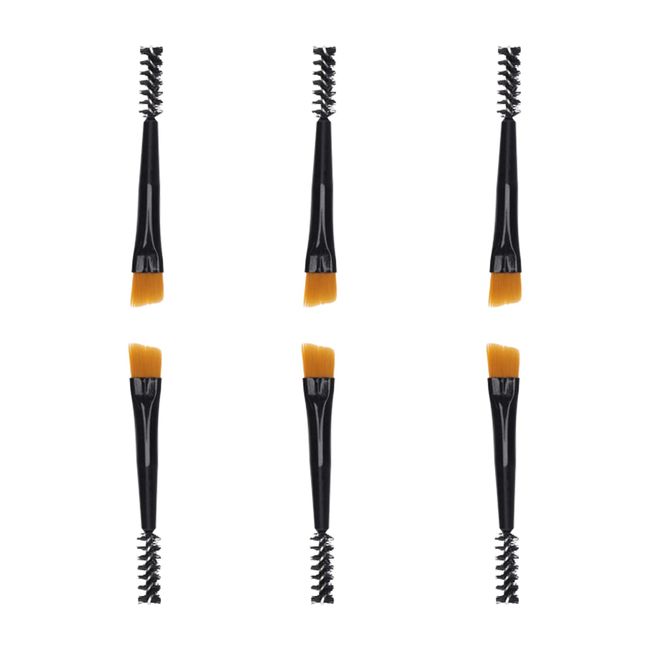 Duo Eyebrow Brush Synthetic Bristles Eyelash Brush Mini Angled Eye Brow Brush and Spoolie Brush for Precision Application, Shaping and Blending