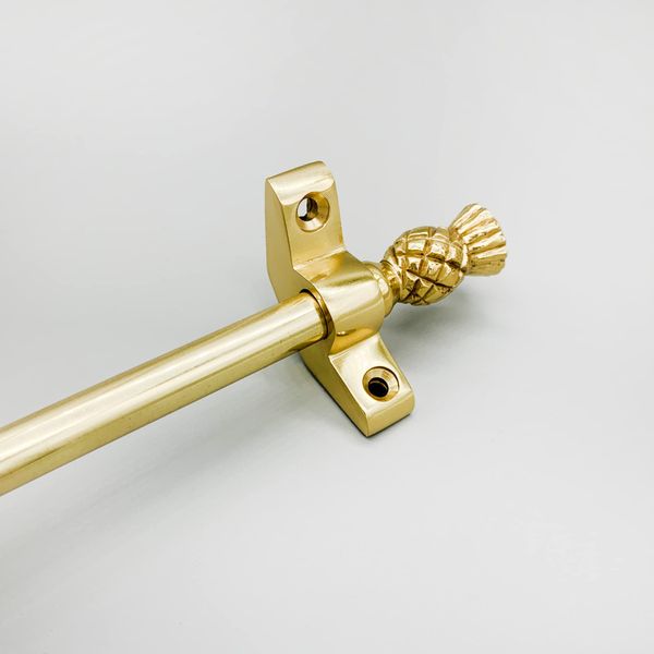 Stair Rods THISTLE FINIAL WITH PLAIN PIPE - Polished Brass