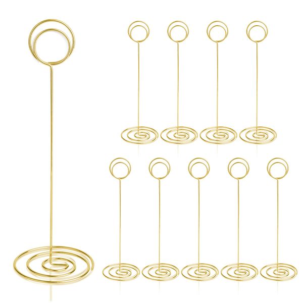 HomWanna Table Number Holders 10Pcs - 8.75 inch Place Card Holder Tall Table Number Stands for Wedding Party Graduation Reception Restaurant Home Centerpiece Decorations Office Memo (Gold)