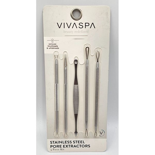 Blackhead Remover Pore Extractors Stainless Steel 5-Piece Set VIVASPA NIB/New