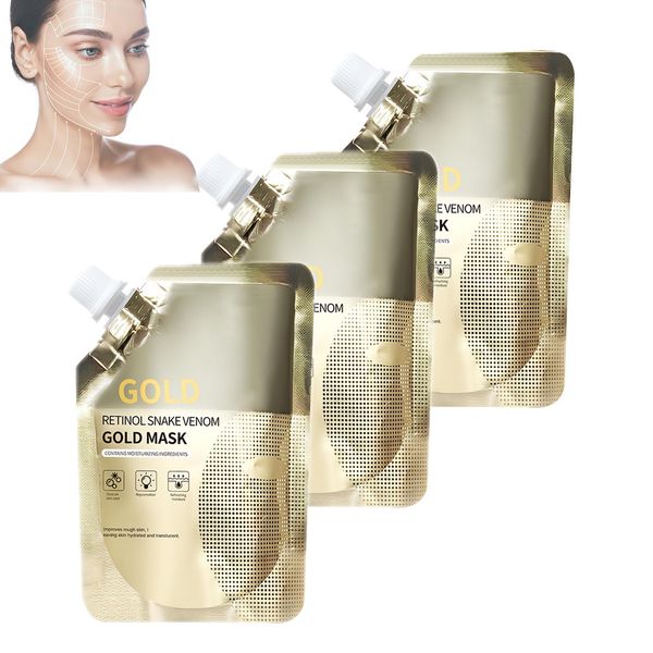 Mikabila (01)3 Stück Goldschale aus der Maske,Anti-Aging Gesichtsmaske,für das Gesicht Feuchtigkeitsspendend Straffend,Anti-Aging Gold Face Mask,Gold Gesichtsmaske,Reduziert Feine Linien