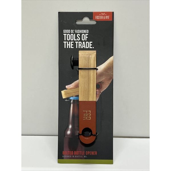 Foster & Rye Good OF Fashioned Tools of the Trade Bolted Bottle Opener Wood New