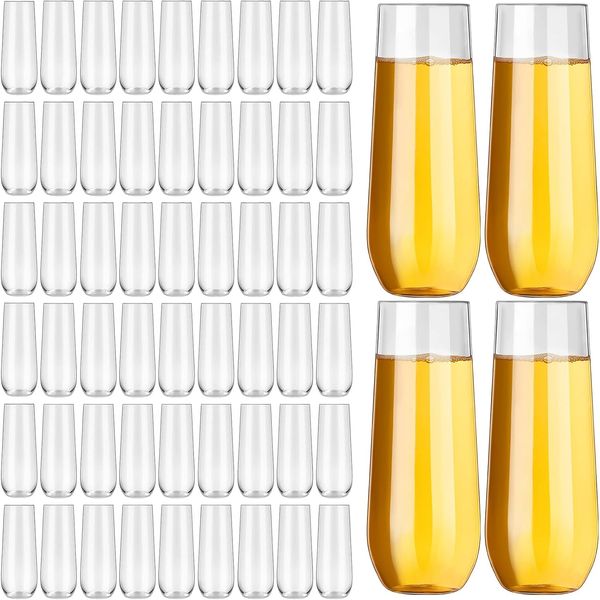 60 Pcs Plastic Champagne Flutes 9 Oz Plastic Wine Glasses Plastic Champagne Cups