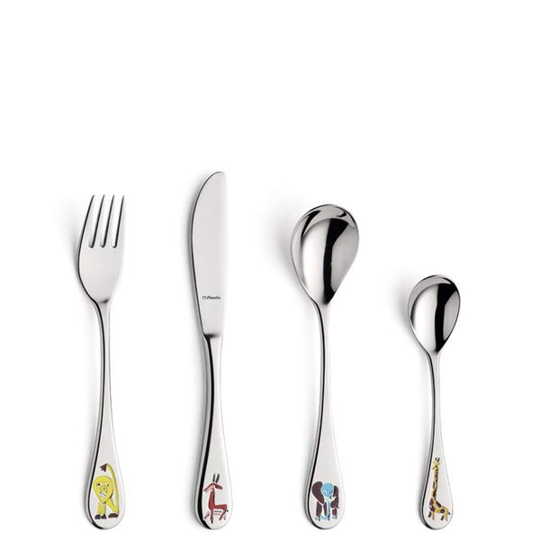 Amefa Kids Safari Kids Cutlery Set Stainless Steel 4 Piece, Silver