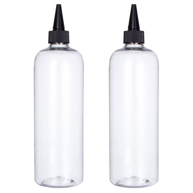 sdoot Applicator Bottle for Hair, 16.9 ounce Hair Color Applicator Bottle 2 Pack Squeeze Bottle Transparent Oil Bottles for Hair, PET Plastic Refillable Bottles with Twist Top Cap