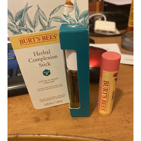 Burt Bee's Herbal Complexion Stick (w/ Tea Trree Oil & Willow Bar) & Lip Balm