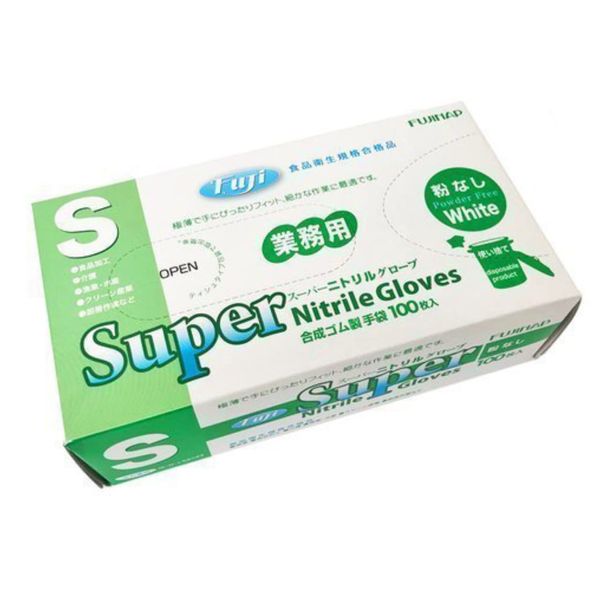 Shobido SNT0702 Fuji Super Nitrile Gloves White (No Powder) (S (100 Pieces)