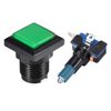 sourcing map Game Push Button 34x34 Square 12V LED Illuminated Push Button Switch with Micro Switch for Arcade Video Games Green 2pcs