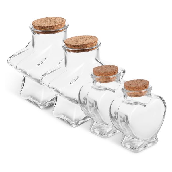 OUNONA 4 Pcs Cork Bottles Clear Candy Jar Glass Decanter Glass Vial Star Shape Favorite Jar Perfume Bottle Star Wishes Jar Small Bottle with Lid Small Glass Bottle with Cork Kura