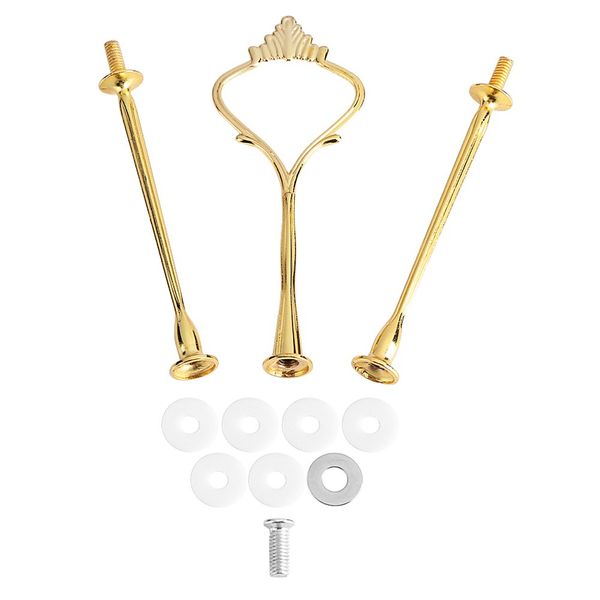 Yosoo Health Gear Cake Stand Handles, Multi Tiers Cake Stand Holder Rods, Cake Plate Stand Fittings for Tea Shop Room Hotel, Not Included Plate(3-tier crown gold)