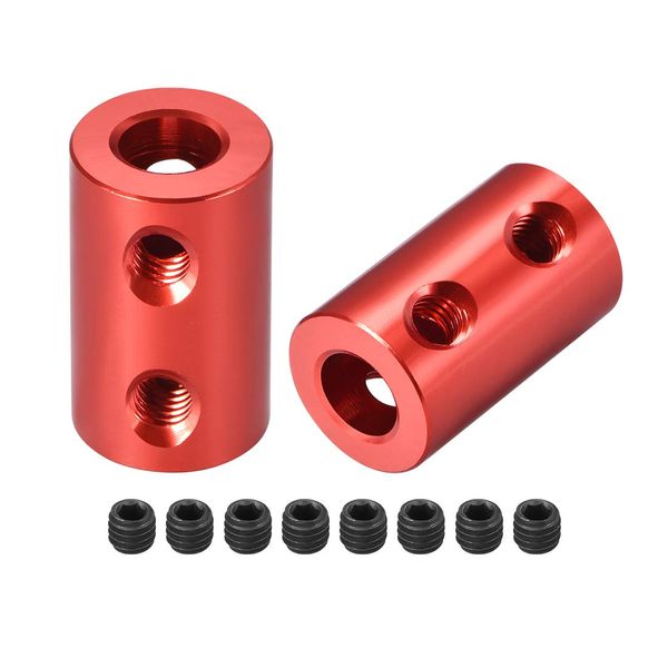 sourcing map 6mm to 6mm Bore Rigid Coupling Set Screw L20XD12 Aluminum Alloy,Shaft Coupler Connector for RC Airplane Boat, Motor Accessories,Red,2pcs